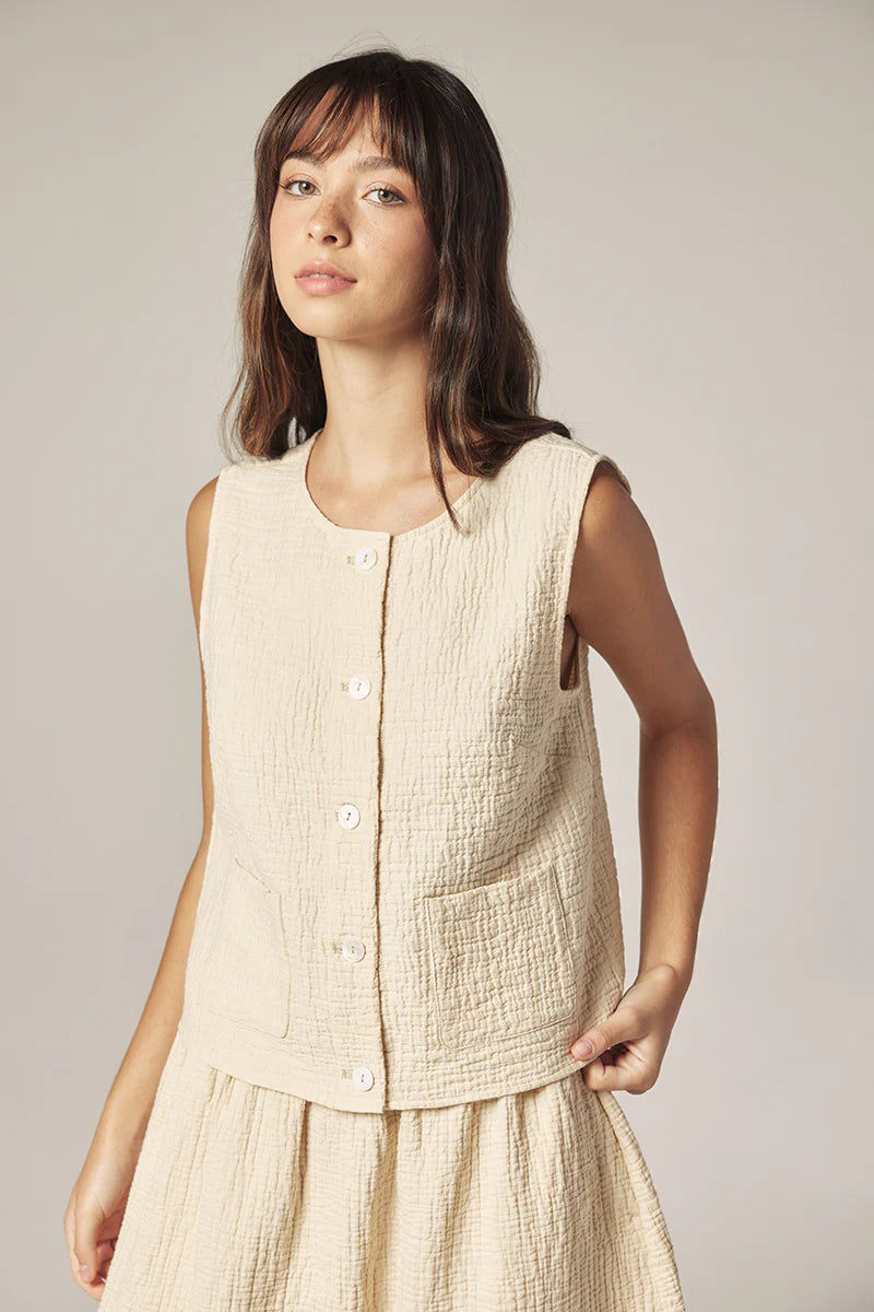Button Down Jacquard Top