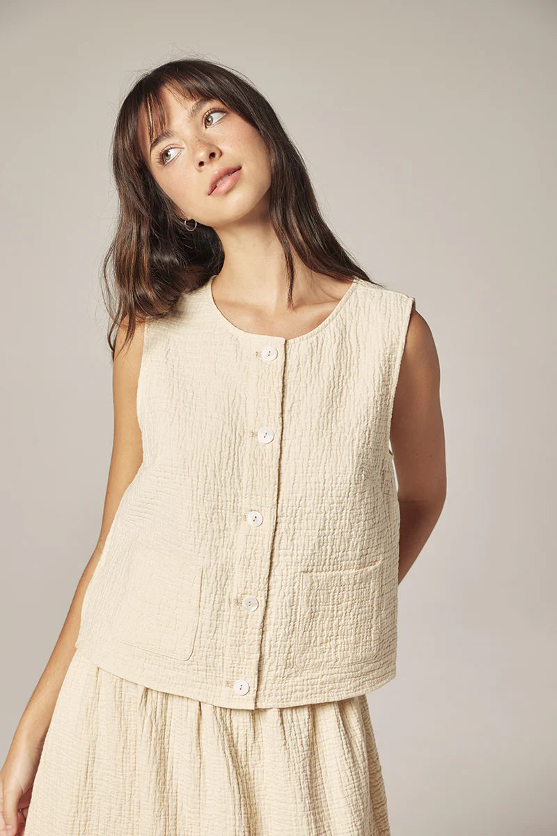 Button Down Jacquard Top