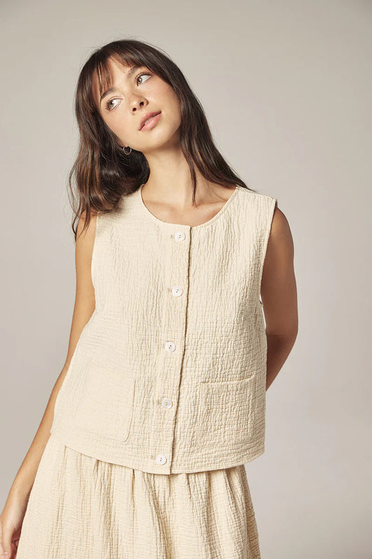 Button Down Jacquard Top
