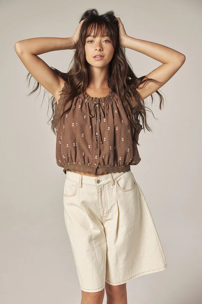 Button down short blouse