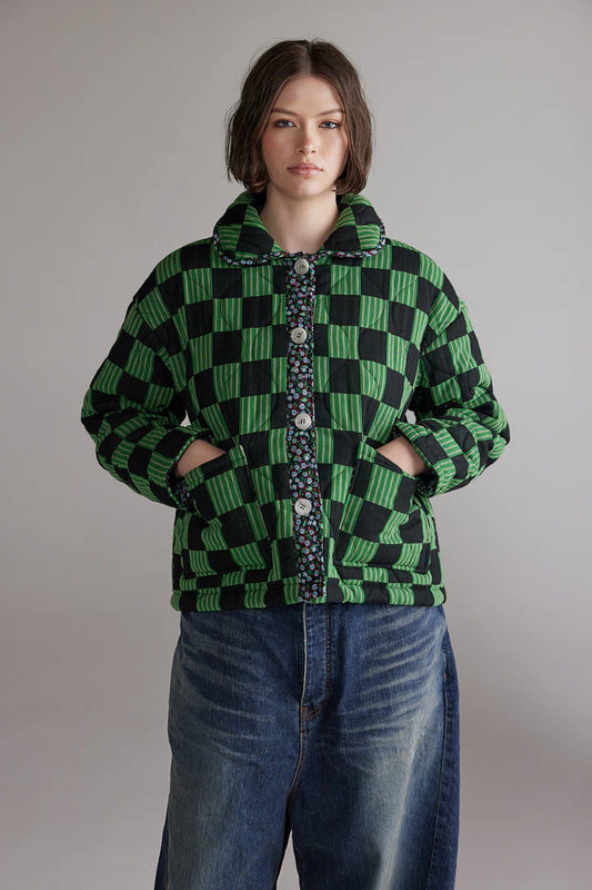Round Collar Reversible Quilt Jacket