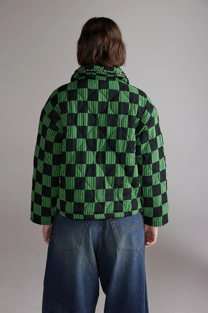 Round Collar Reversible Quilt Jacket