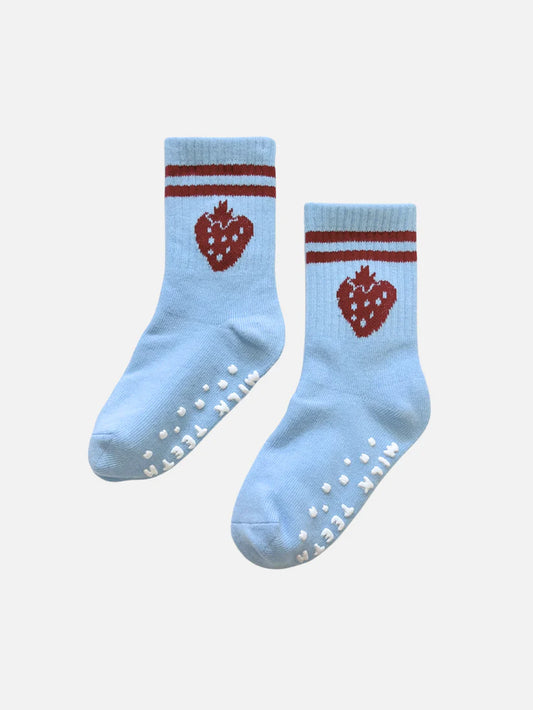 Ribbed Grip Sock - Strawberry