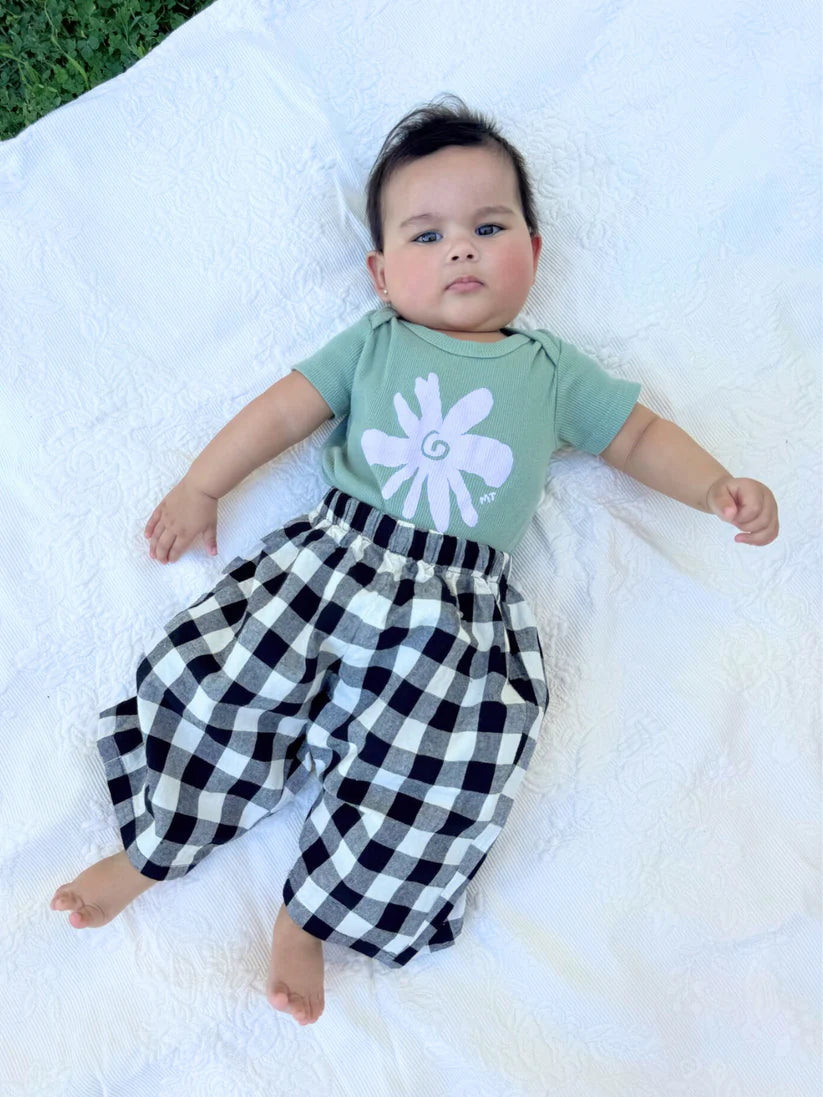 Gingham Baby Pants - Black + White.
