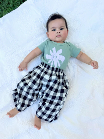 Gingham Baby Pants - Black + White.