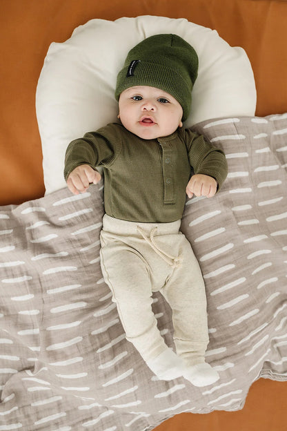 Long Sleeve Ribbed Bodysuit - Winter Green