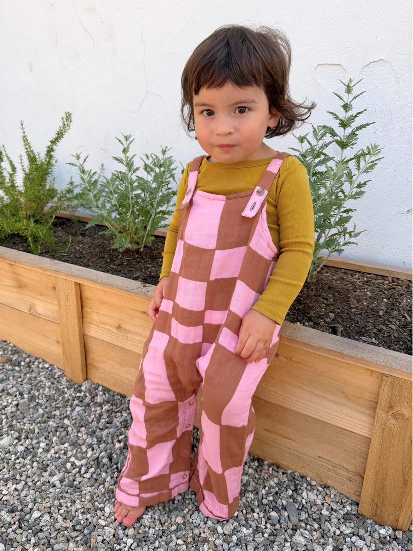 Muslin Overalls - Pink Checkers