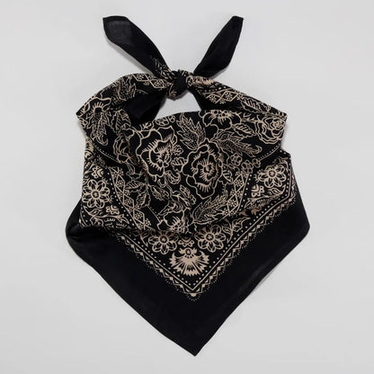 Cotton Rosey Bandana - Black