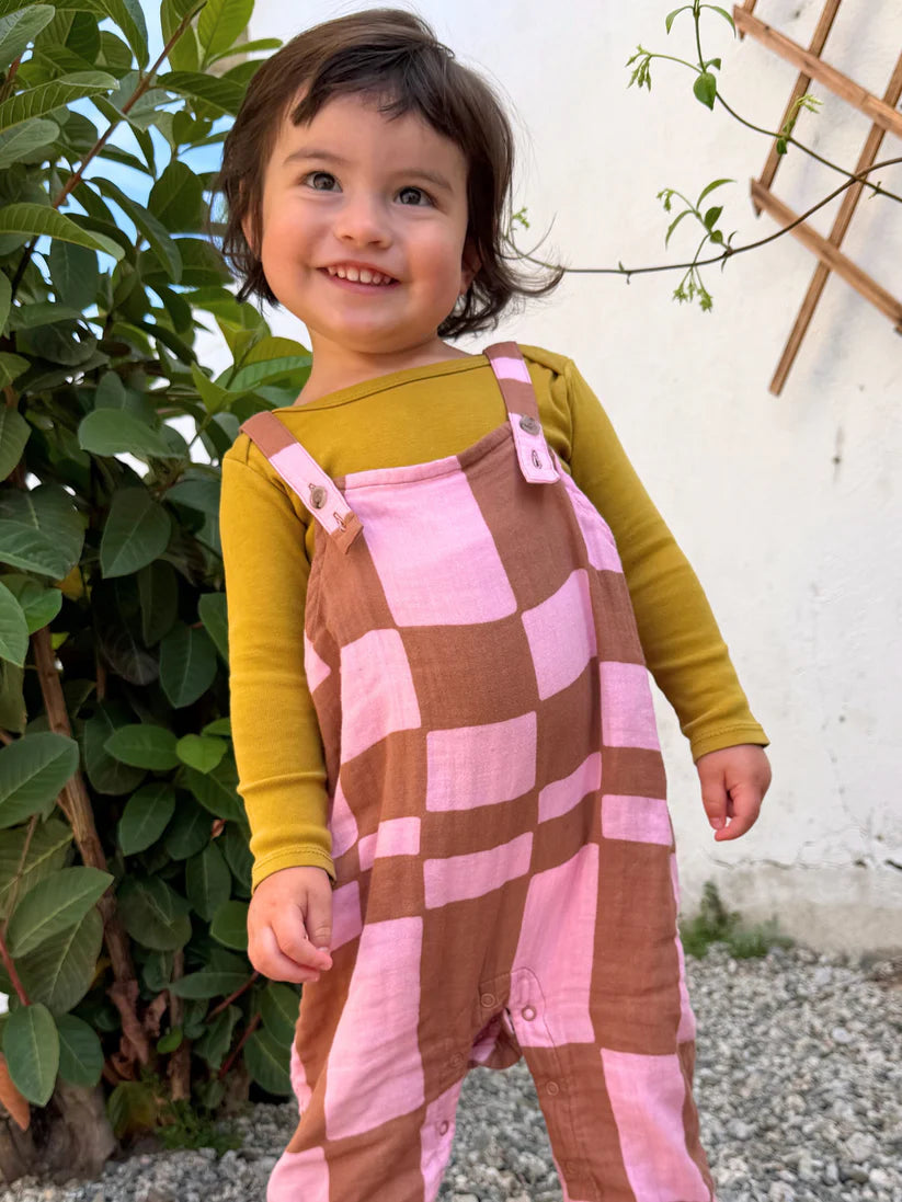 Muslin Overalls - Pink Checkers