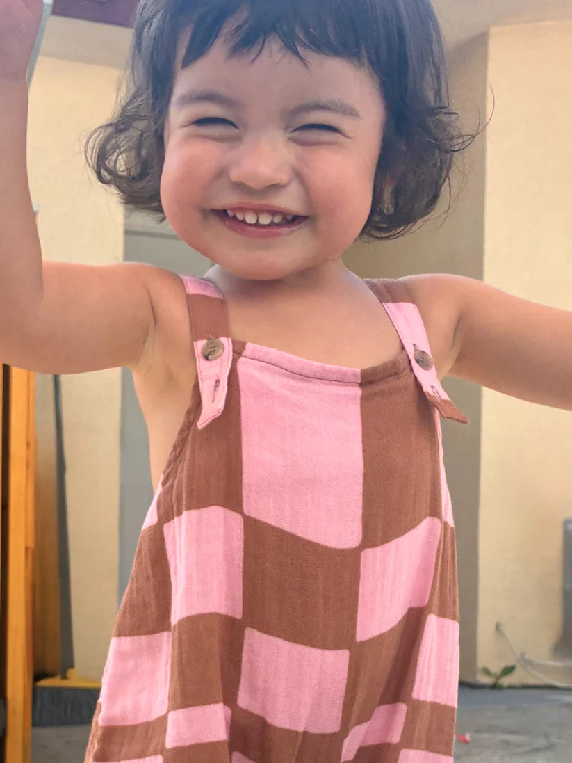 Muslin Overalls - Pink Checkers