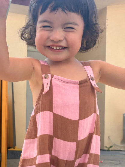 Muslin Overalls - Pink Checkers
