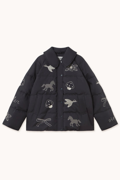 Embroidered Down Jacket