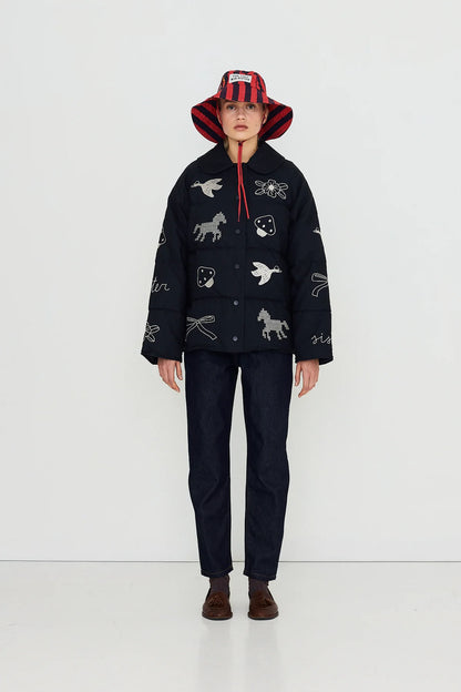 Embroidered Down Jacket