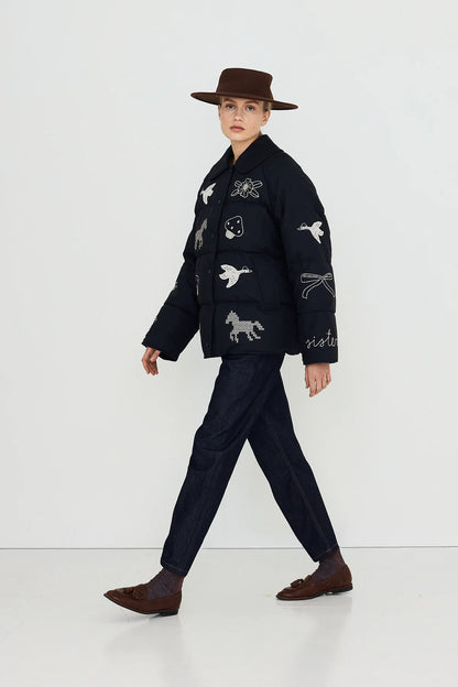Embroidered Down Jacket