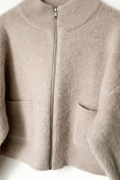 Alpaca Zip Front Jacket - Smoke