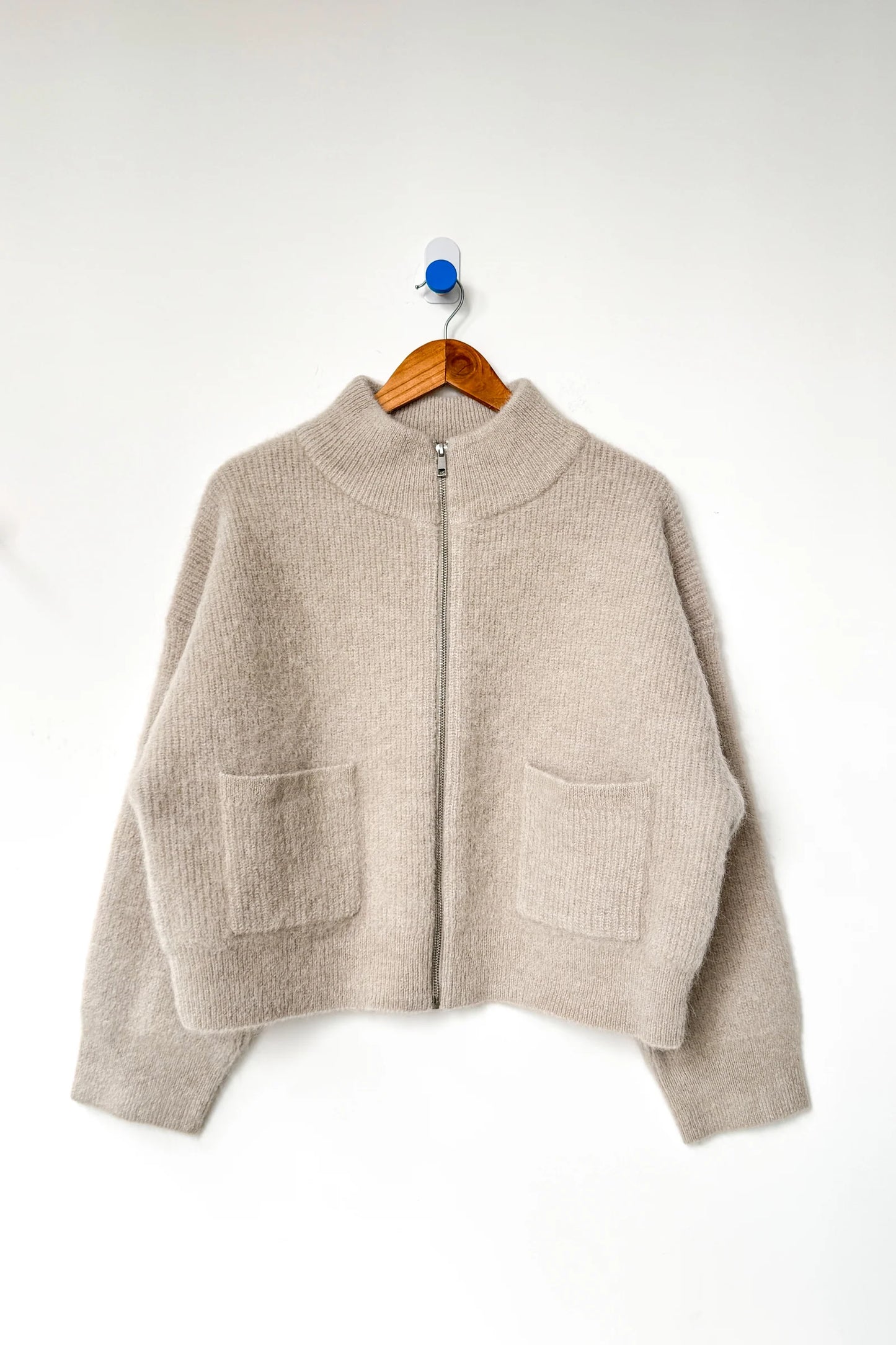 Alpaca Zip Front Jacket - Smoke