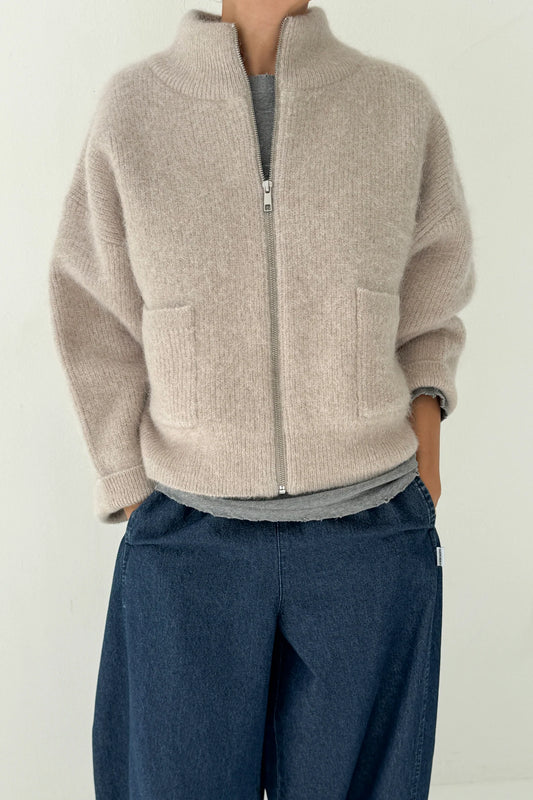 Alpaca Zip Front Jacket - Smoke