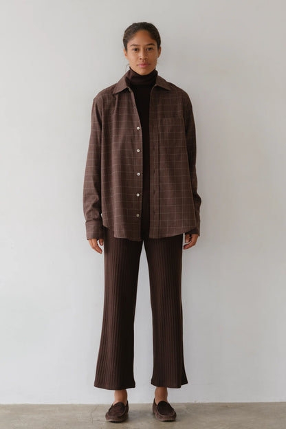 The Flannel Windowpane Shirt- Espresso.
