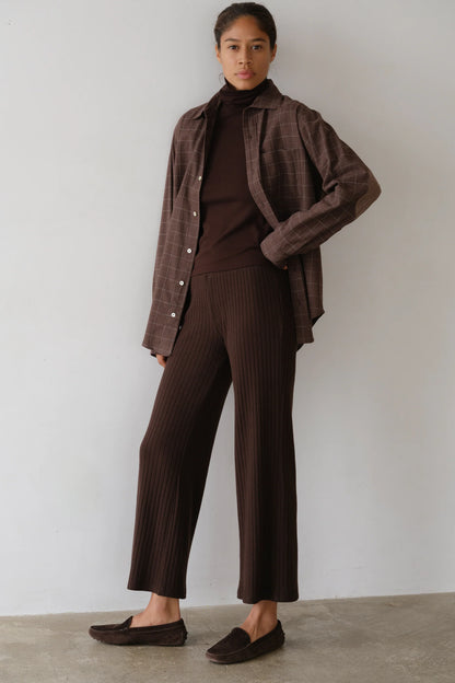 The Flannel Windowpane Shirt- Espresso.