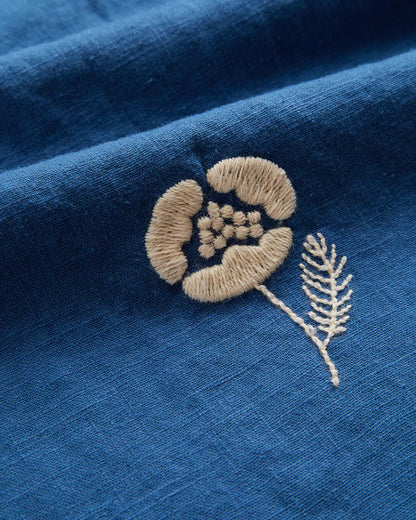 Embroidery Nature Ramie Shirt in Blue.