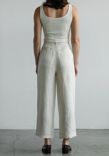 Crop Pointelle Scoop Tank - Natural
