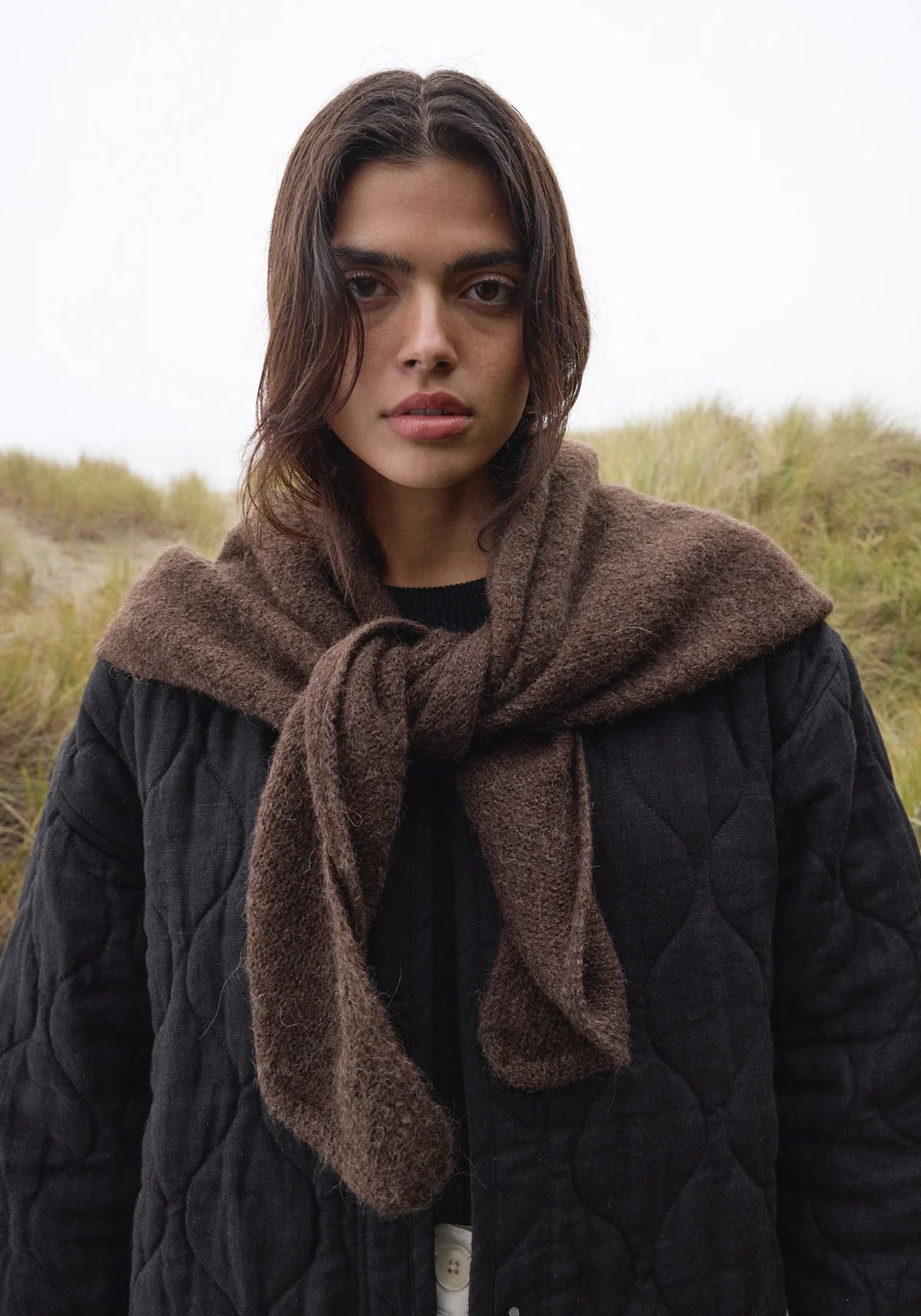Felted Shawl Scarf - Walnut.