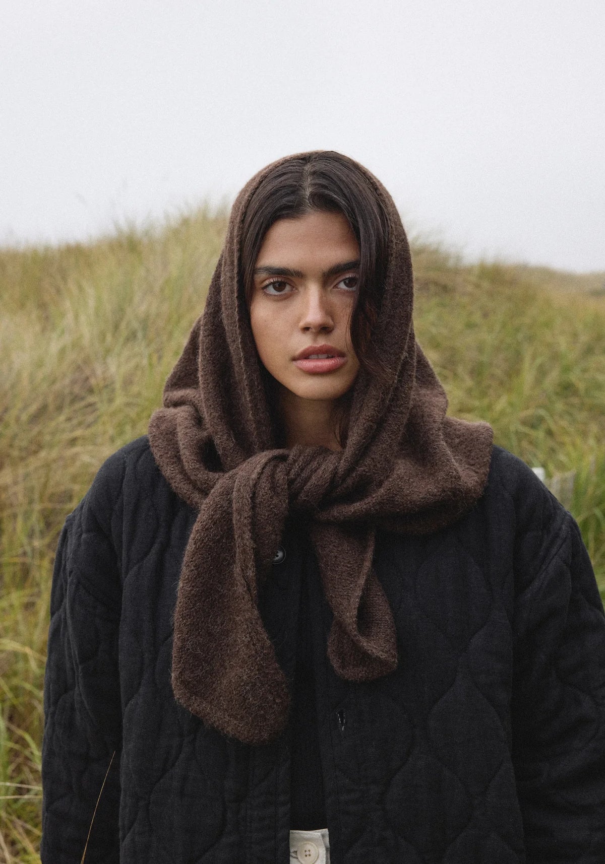 Felted Shawl Scarf - Walnut.