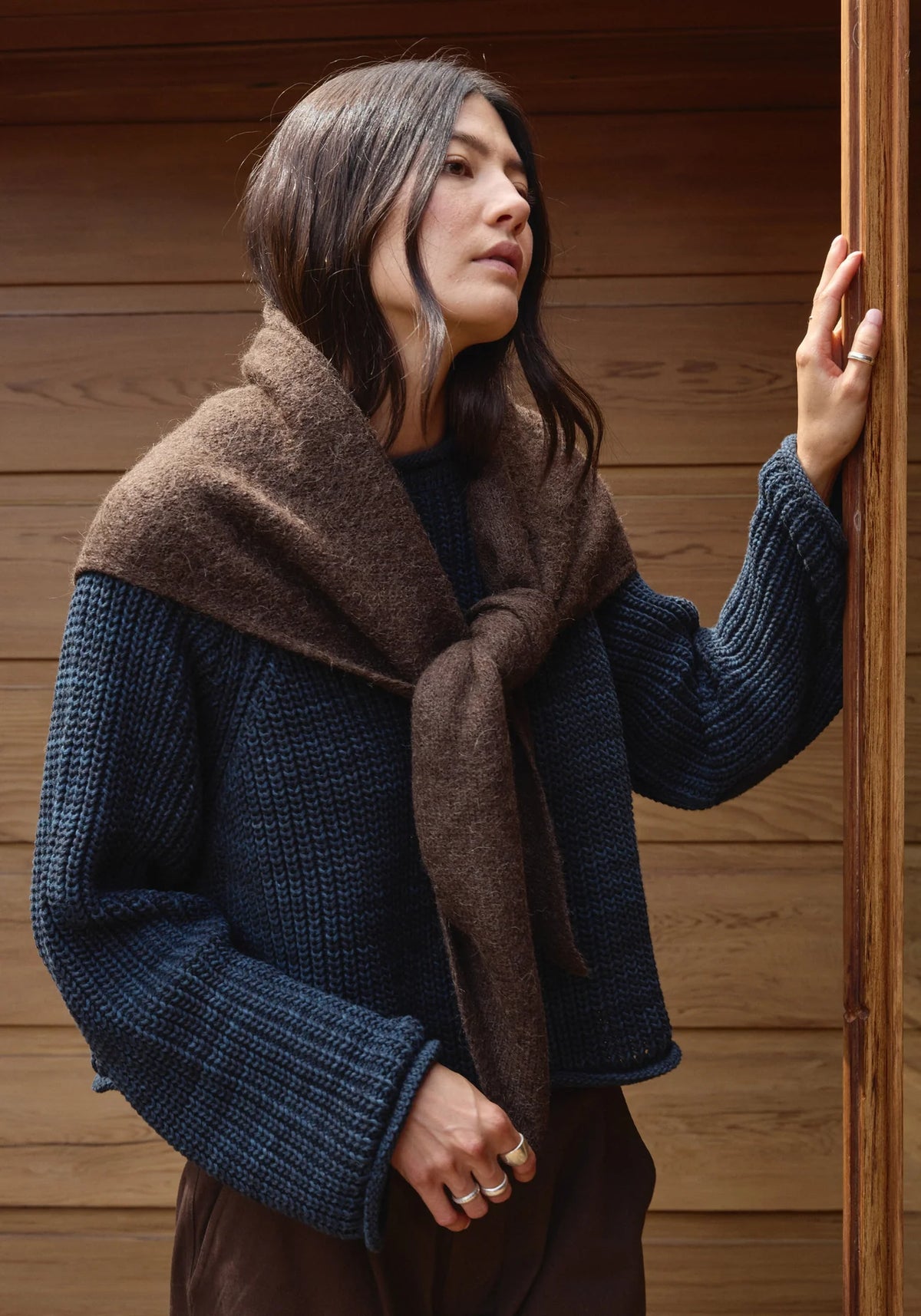 Felted Shawl Scarf - Walnut.