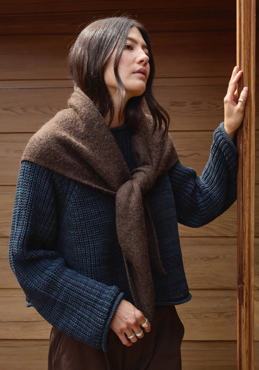 Felted Shawl Scarf - Walnut.
