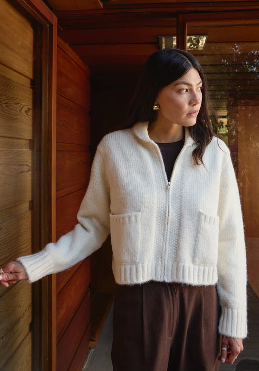 Zip Cardigan - Ivory