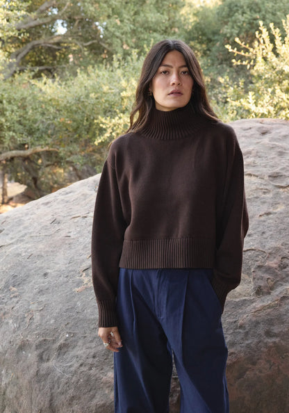 Crop Turtleneck - Walnut