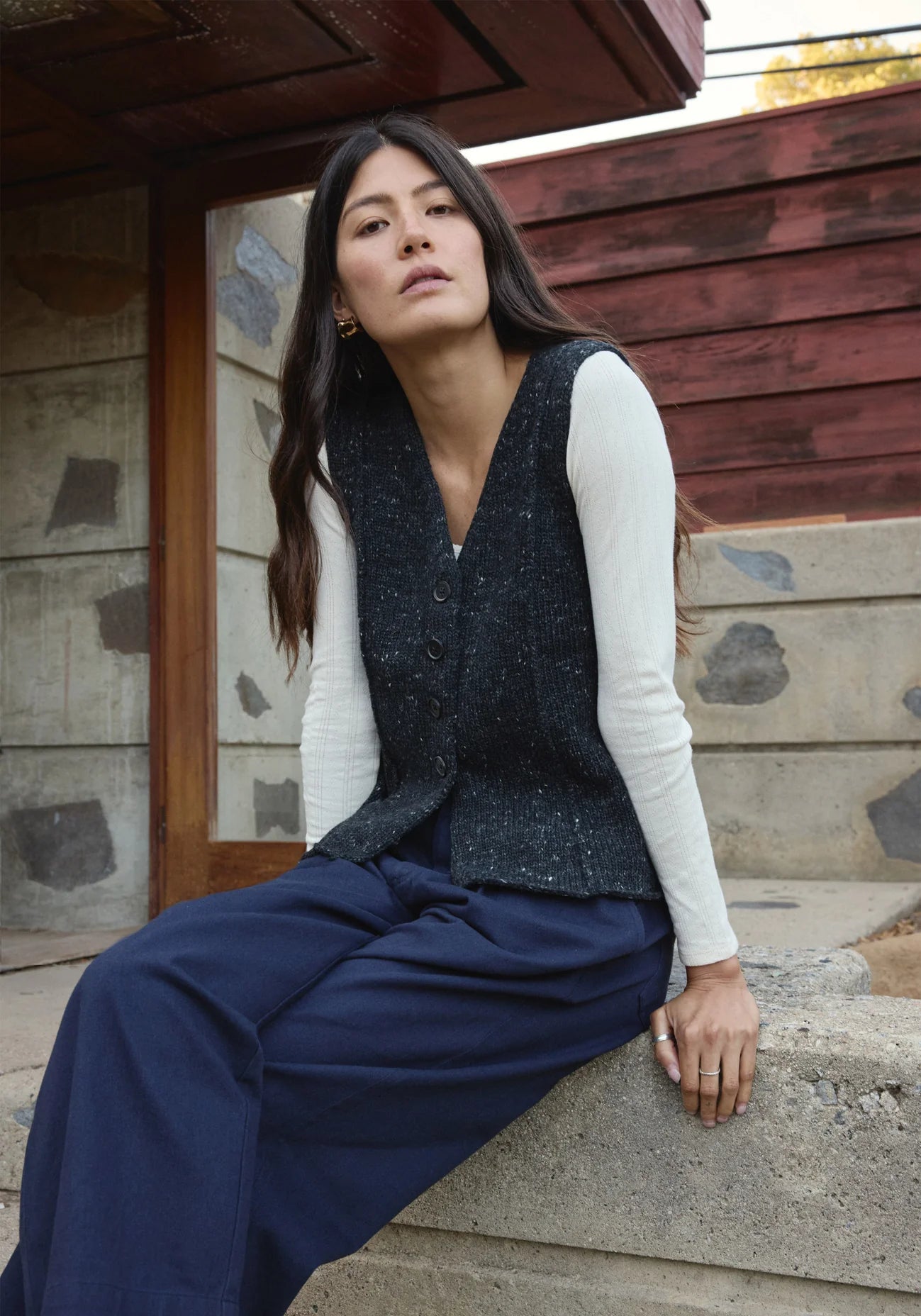 Seamed Vest - Charcoal.