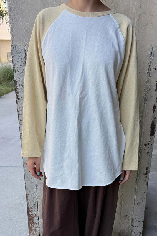 Heavy Cotton Raglan Tee - Butter/White Cotton.