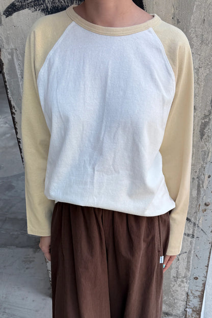 Heavy Cotton Raglan Tee - Butter/White Cotton.