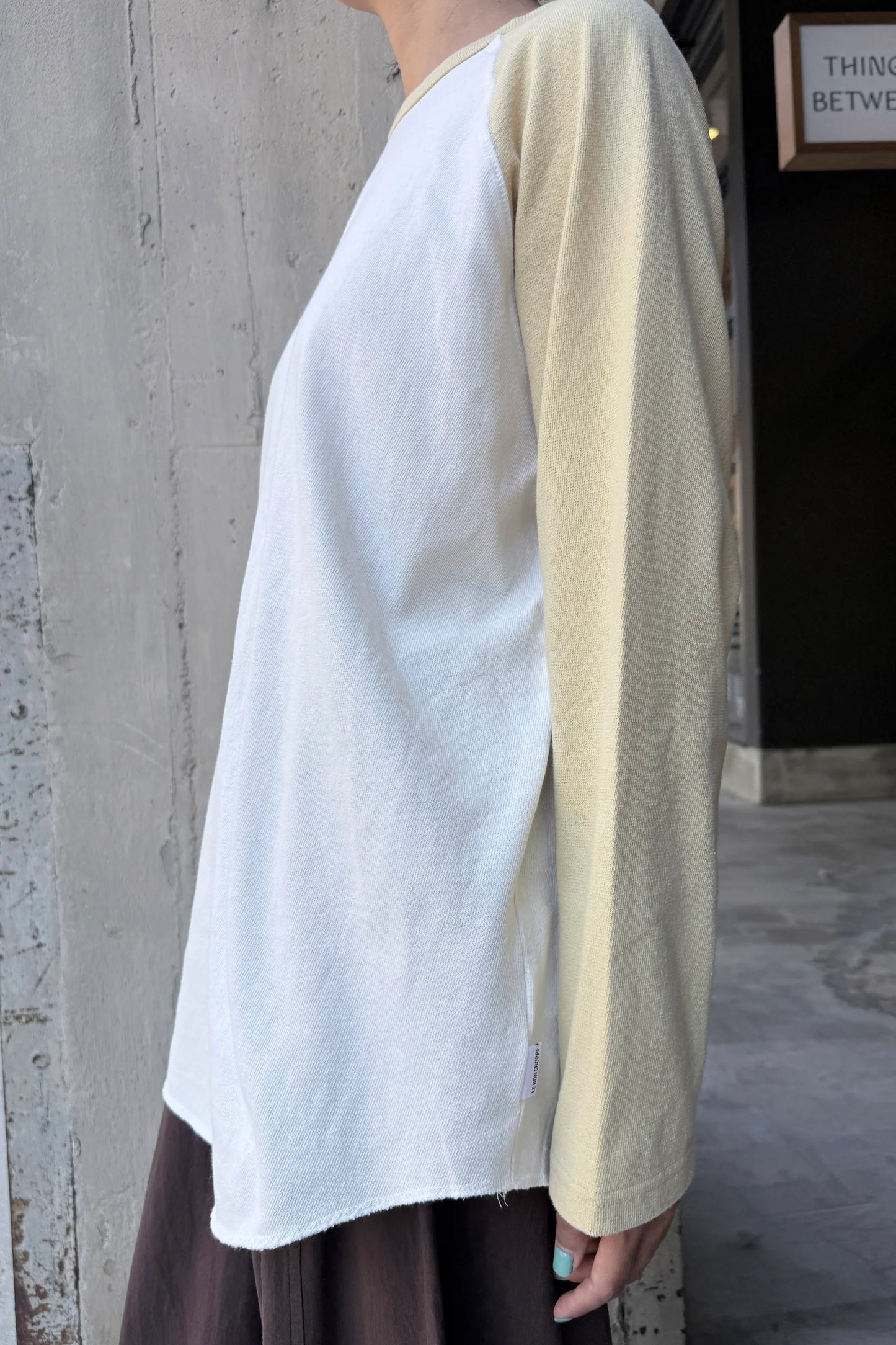 Heavy Cotton Raglan Tee - Butter/White Cotton.