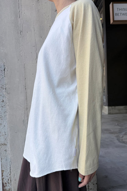Heavy Cotton Raglan Tee - Butter/White Cotton.