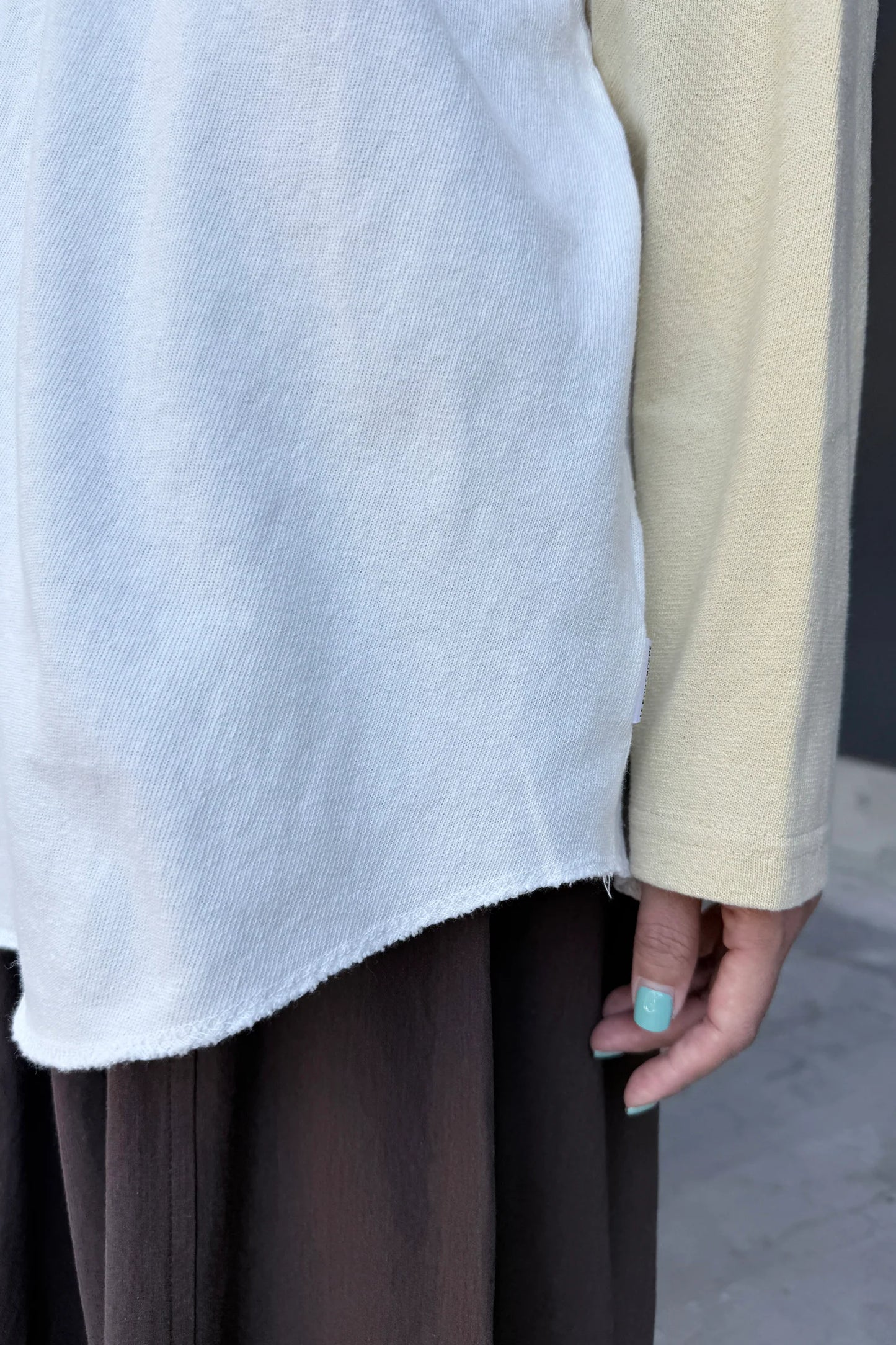 Heavy Cotton Raglan Tee - Butter/White Cotton.