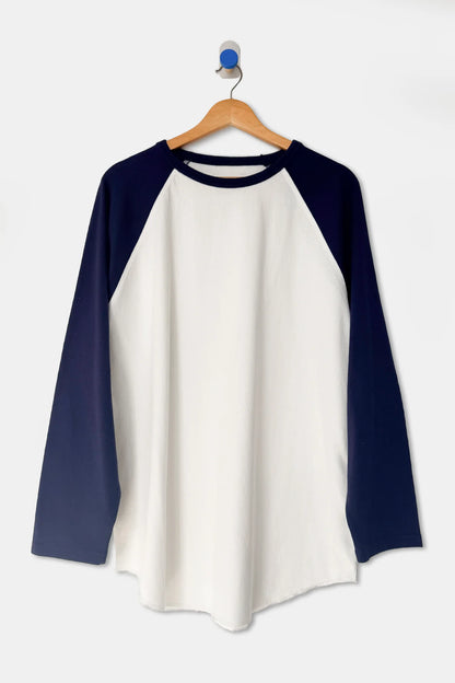 Heavy Cotton Raglan Tee - White/Midnight