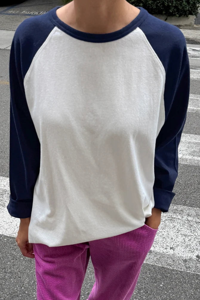 Heavy Cotton Raglan Tee - White/Midnight