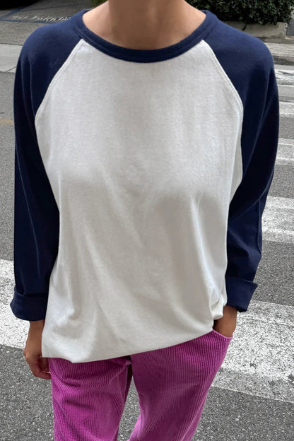 Heavy Cotton Raglan Tee - White/Midnight