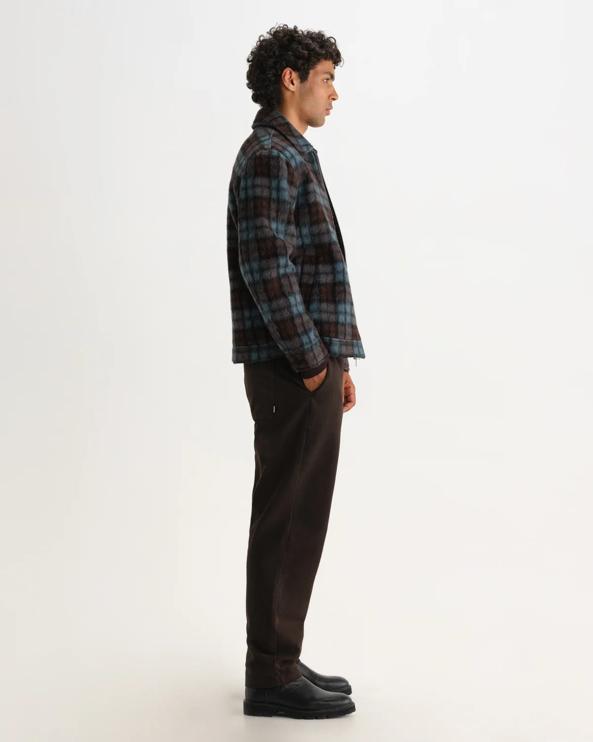 Heath - Blue And Brown Check Mohair Jacket
