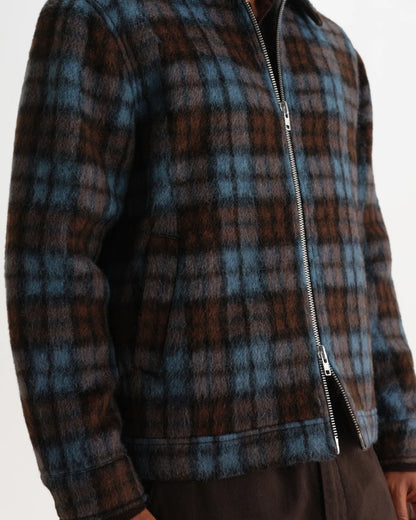 Heath - Blue And Brown Check Mohair Jacket
