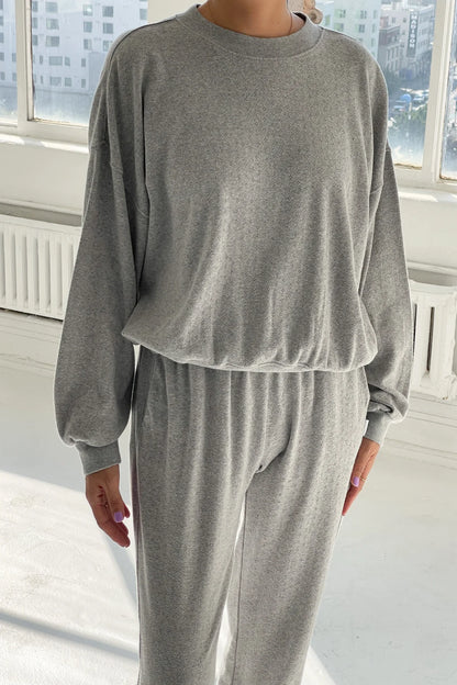 Pointelle Core Sweatshirt - Melange Grey