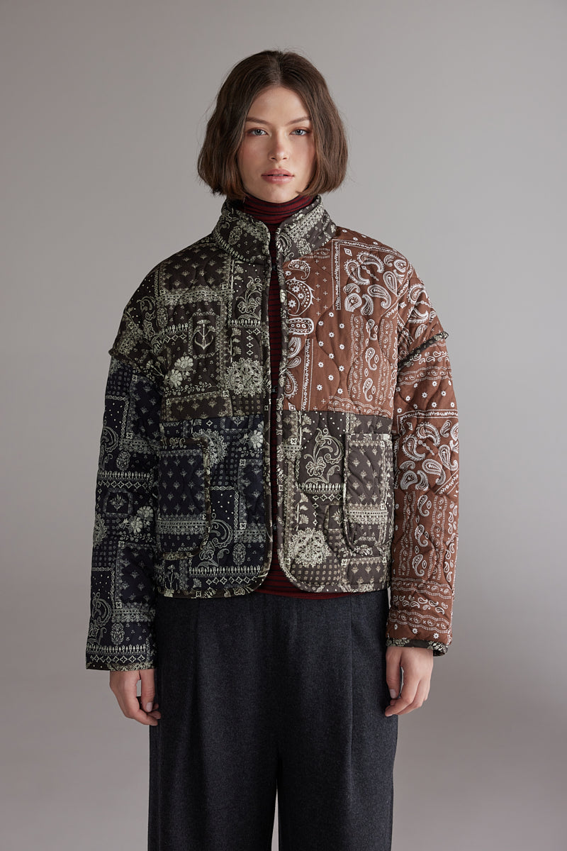 Patch Quilt Jacket - Brown/Black
