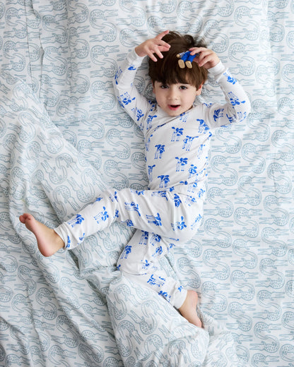 Pajama Set  - Cow | Marine