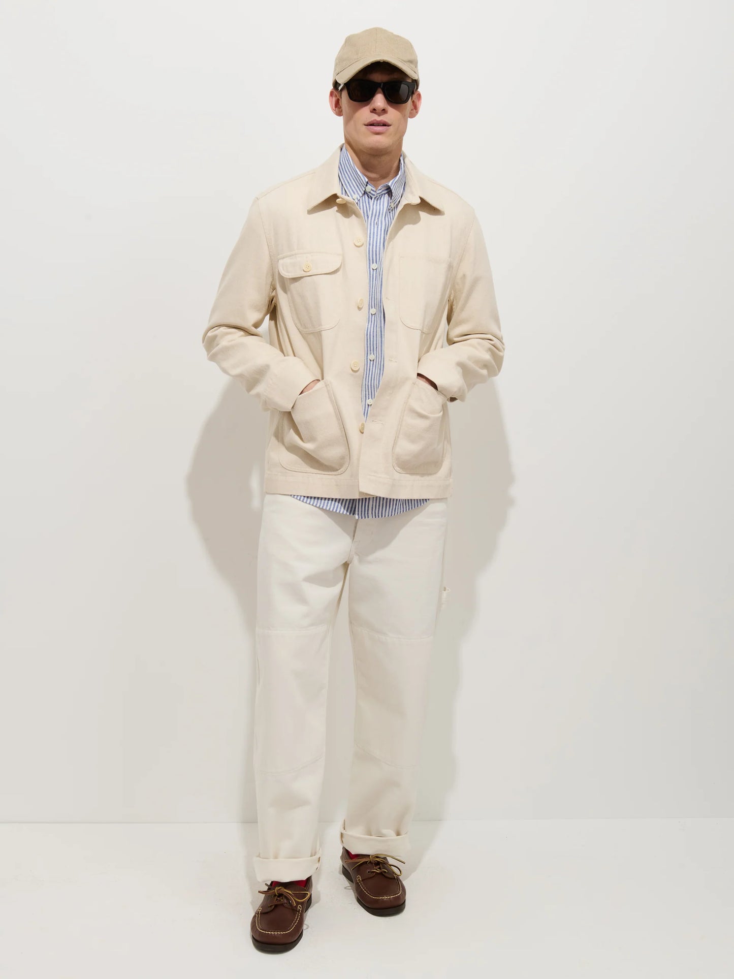 Garment Dyed Work Jacket in Recycled Denim - Natural