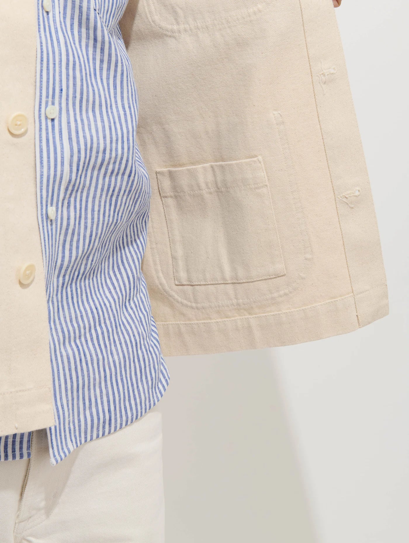 Garment Dyed Work Jacket in Recycled Denim - Natural