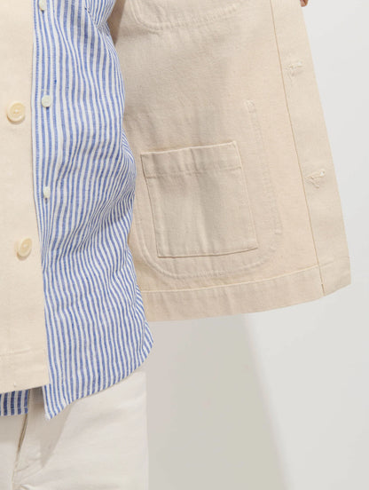 Garment Dyed Work Jacket in Recycled Denim - Natural