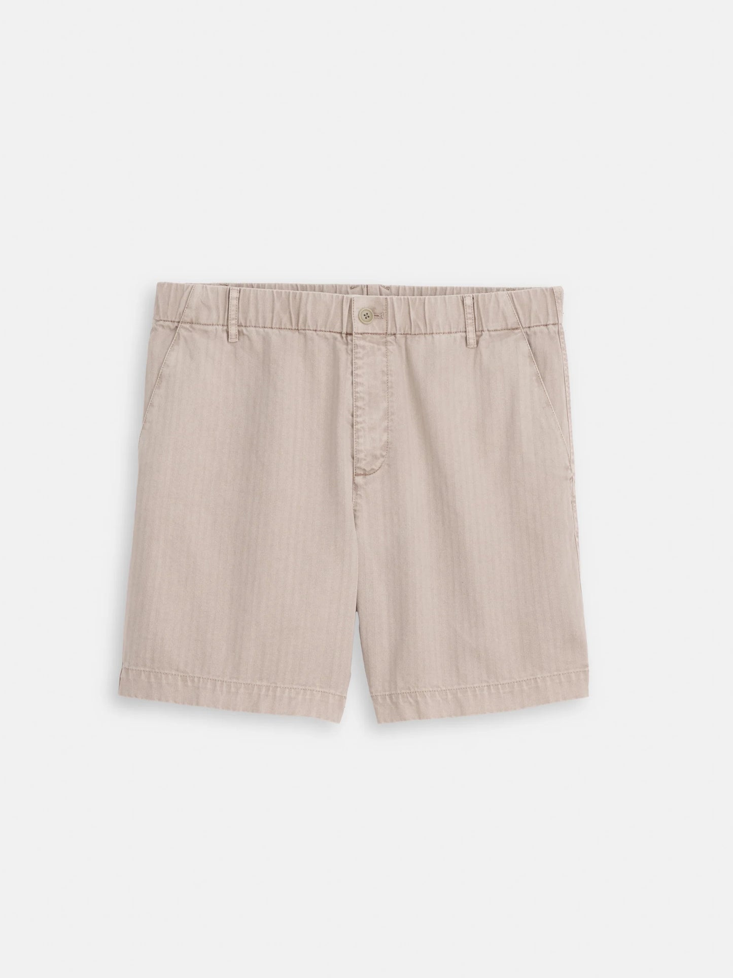 Pull On Short In Cotton Herringbone - Faded Grey