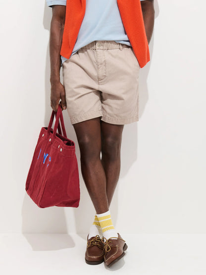 Pull On Short In Cotton Herringbone - Faded Grey